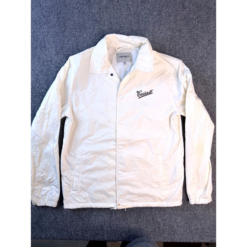 Carhartt WIP Strike Coach Jacket Mens Small White Nylon Windbreaker Streetwear S